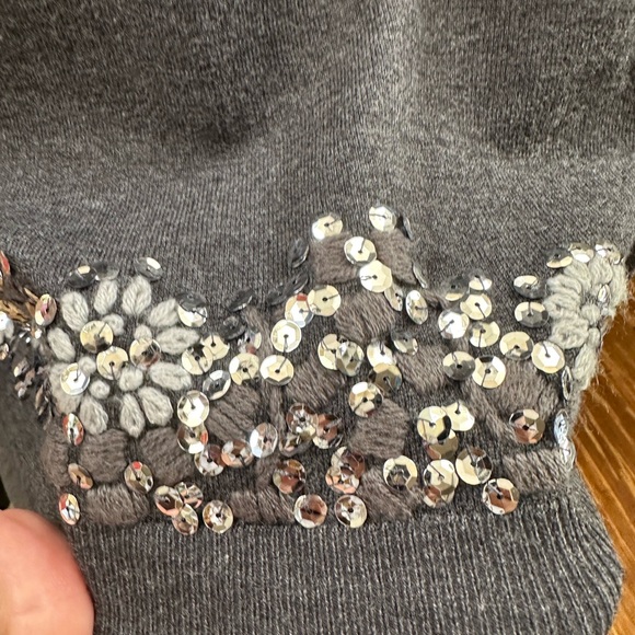 INC sz P/L cropped sweater sequins w matching grey sweater tank top lightweight - Picture 6 of 14